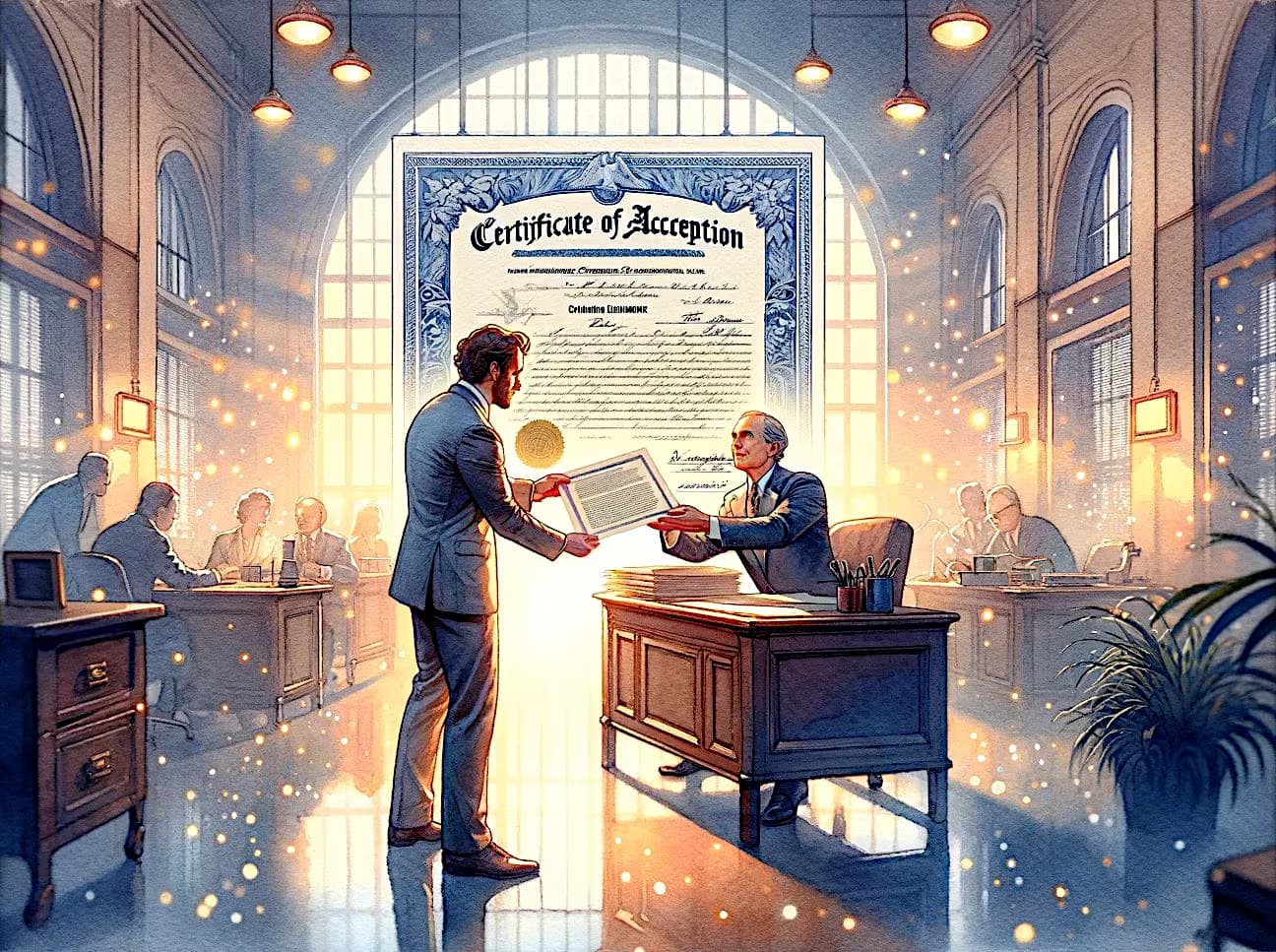 California Certificate of Acceptance being issued to a property owner